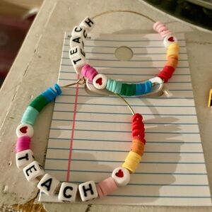 Colorful Beaded Hoop Teacher Earrings